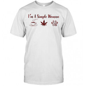 Im A Simple Woman Cup Coffee Weed Footprint T-Shirt